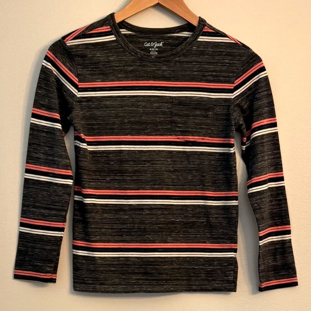 Cat & Jack Dark Grey Striped Long Sleeve Shirt